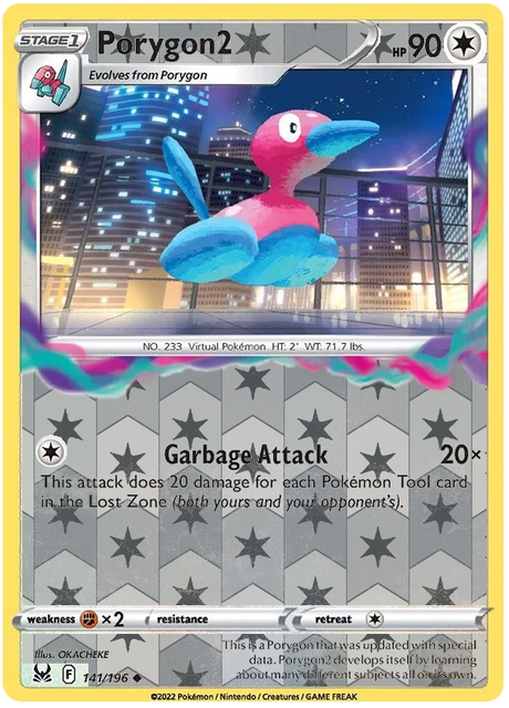 Porygon2 141, Lost Origin Base Singles, Reverse Holo, representative matte composite