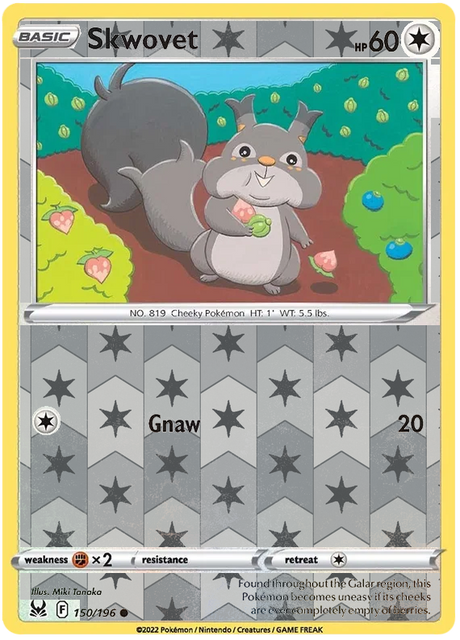Skwovet 150, Lost Origin Base Singles, Reverse Holo, representative matte composite