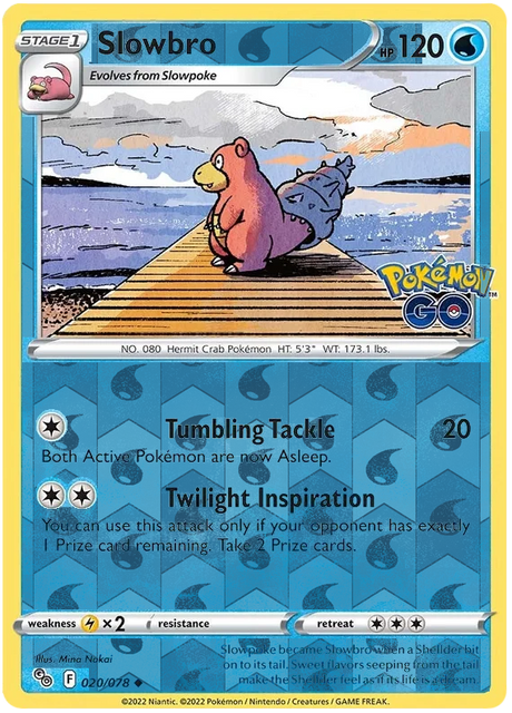 Slowbro 020, Pokemon Go Singles, Reverse Holo, representative matte composite