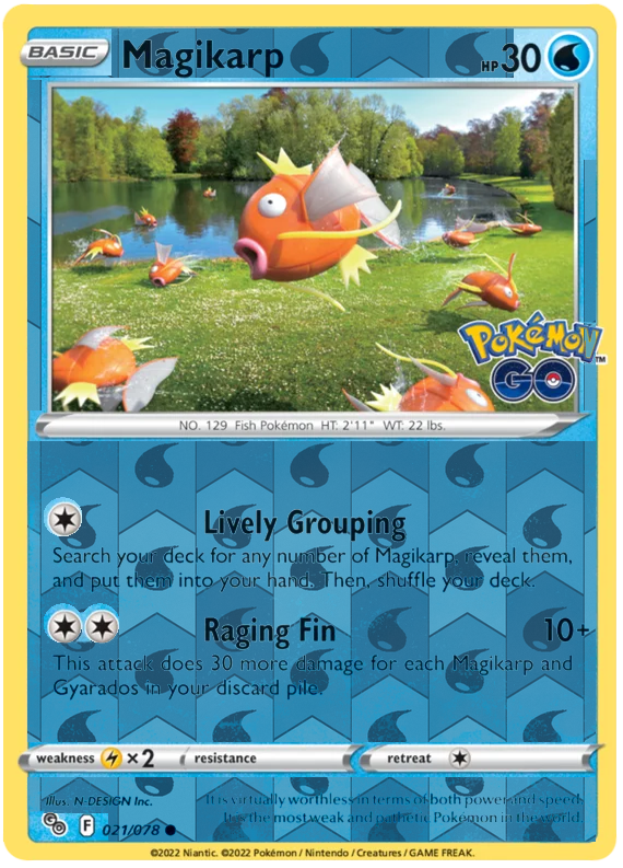 Magikarp 021, Pokemon Go Singles, Reverse Holo, representative matte composite