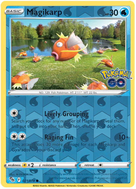 Magikarp 021, Pokemon Go Singles, Reverse Holo, representative matte composite