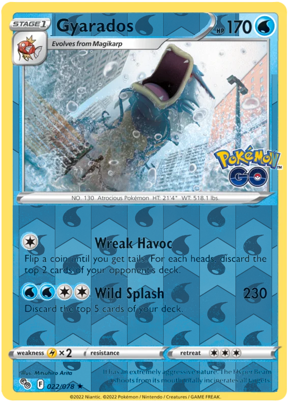 Gyarados 022, Pokemon Go Singles, Reverse Holo, representative matte composite