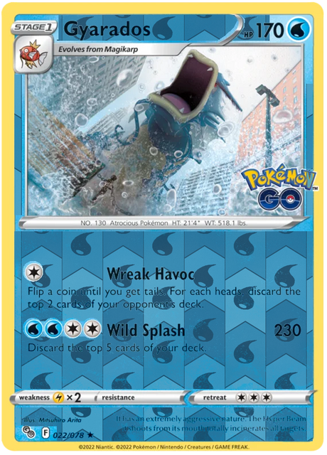 Gyarados 022, Pokemon Go Singles, Reverse Holo, representative matte composite