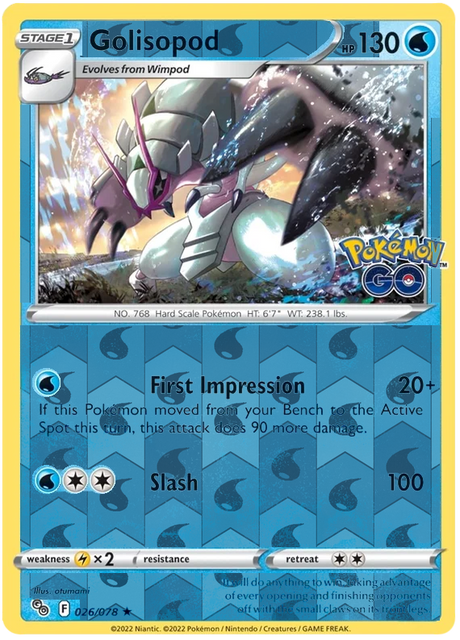 Golisopod 026, Pokemon Go Singles, Reverse Holo, representative matte composite