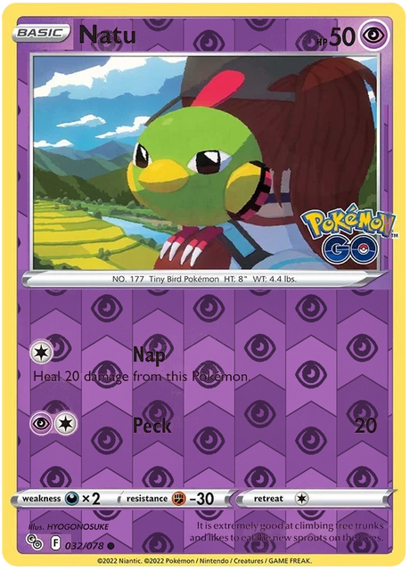 Natu 032, Pokemon Go Singles, Reverse Holo, representative matte composite