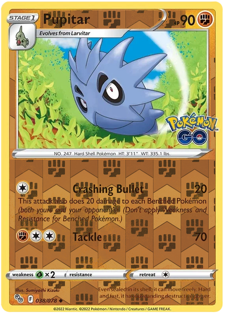 Pupitar 038, Pokemon Go Singles, Reverse Holo, representative matte composite