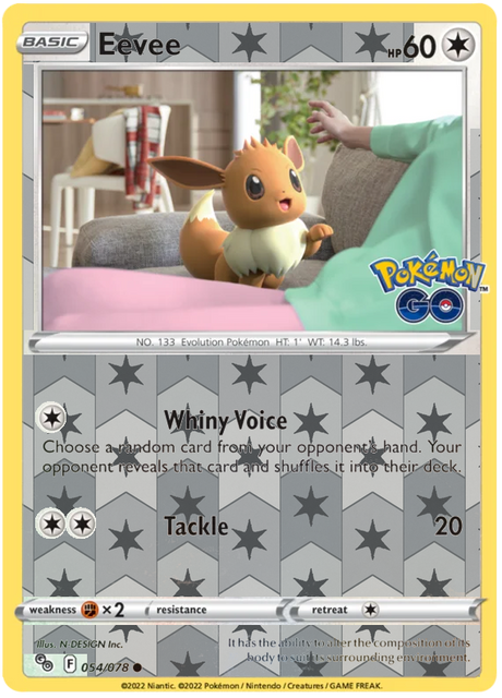 Eevee 054, Pokemon Go Singles, Reverse Holo, representative matte composite