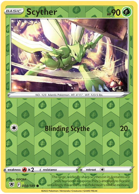 Scyther 004, Astral Radiance Singles, Reverse Holo, representative matte composite