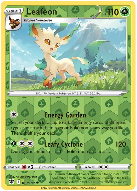 Leafeon 013, Astral Radiance Singles, Reverse Holo, representative matte composite