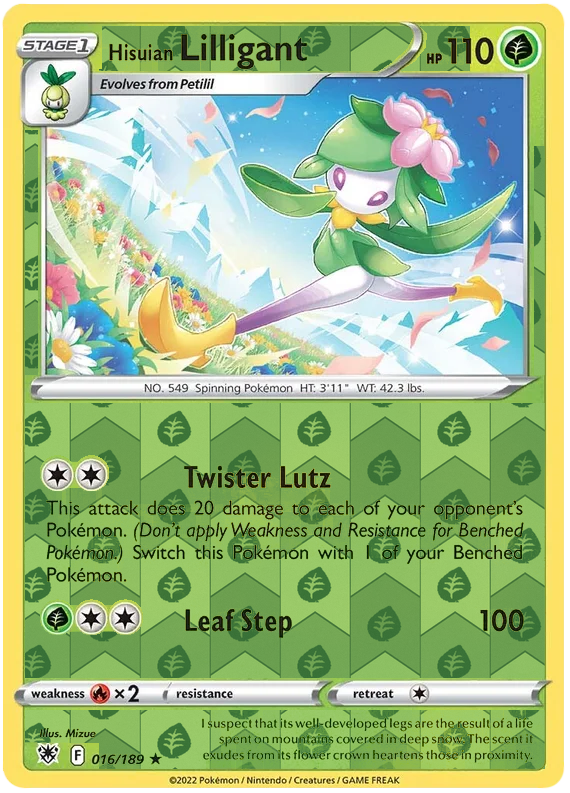 Hisuian Lilligant 016, Astral Radiance Singles, Reverse Holo, representative matte composite