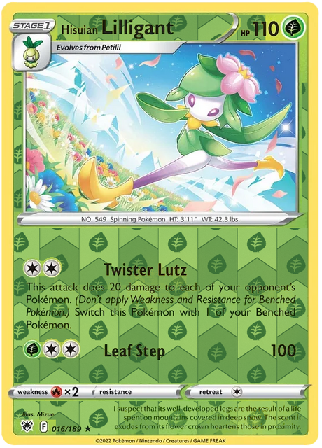 Hisuian Lilligant 016, Astral Radiance Singles, Reverse Holo, representative matte composite