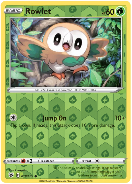 Rowlet 019, Astral Radiance Singles, Reverse Holo, representative matte composite
