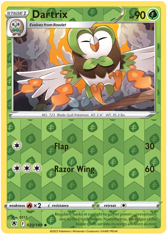 Dartrix 020, Astral Radiance Singles, Reverse Holo, representative matte composite