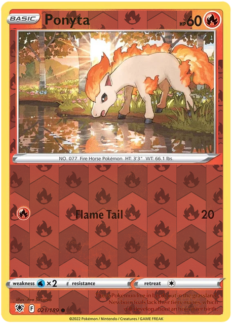 Ponyta 021, Astral Radiance Singles, Reverse Holo, representative matte composite
