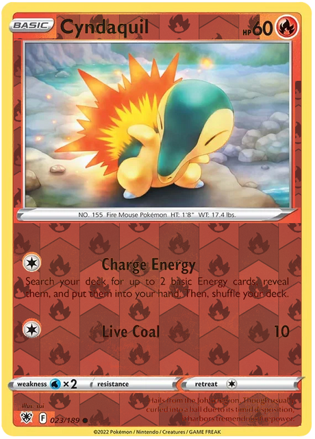 Cyndaquil 023, Astral Radiance Singles, Reverse Holo, representative matte composite
