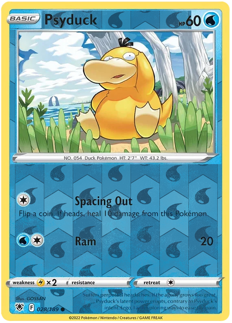 Psyduck 028, Astral Radiance Singles, Reverse Holo, representative matte composite
