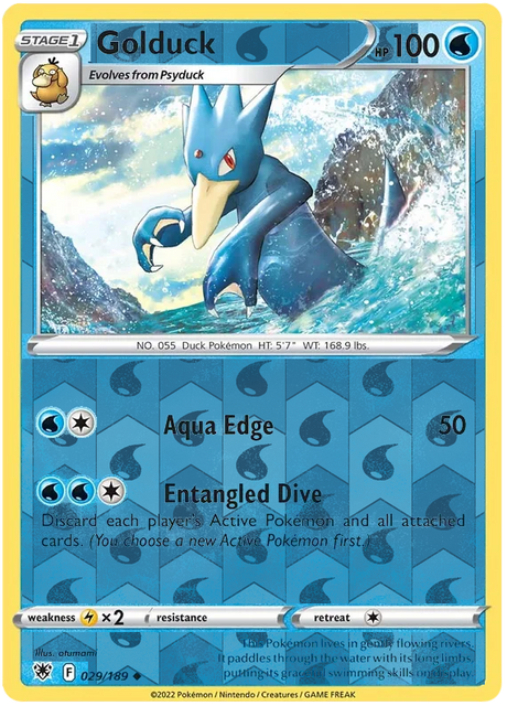 Golduck 029, Astral Radiance Singles, Reverse Holo, representative matte composite