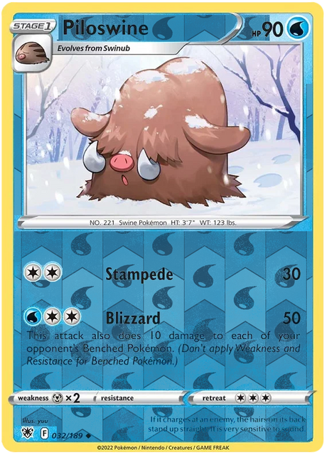 Piloswine 032, Astral Radiance Singles, Reverse Holo, representative matte composite