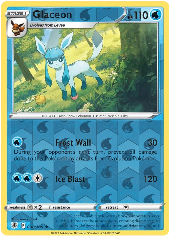 Glaceon 038, Astral Radiance Singles, Reverse Holo, representative matte composite
