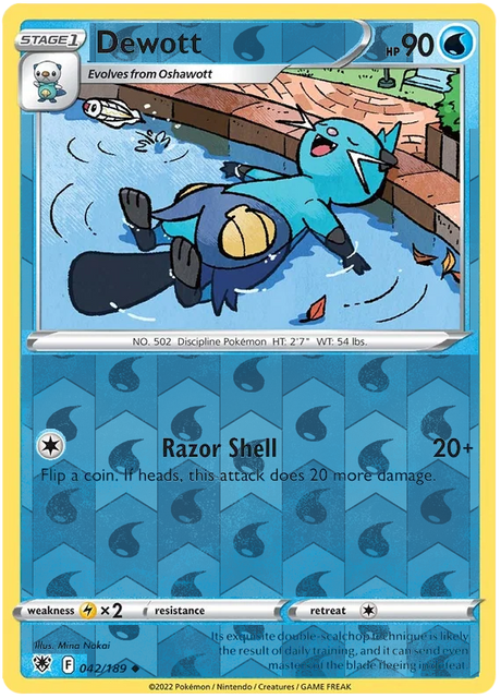 Dewott 042, Astral Radiance Singles, Reverse Holo, representative matte composite