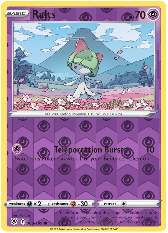 Ralts 060, Astral Radiance Singles, Reverse Holo, representative matte composite