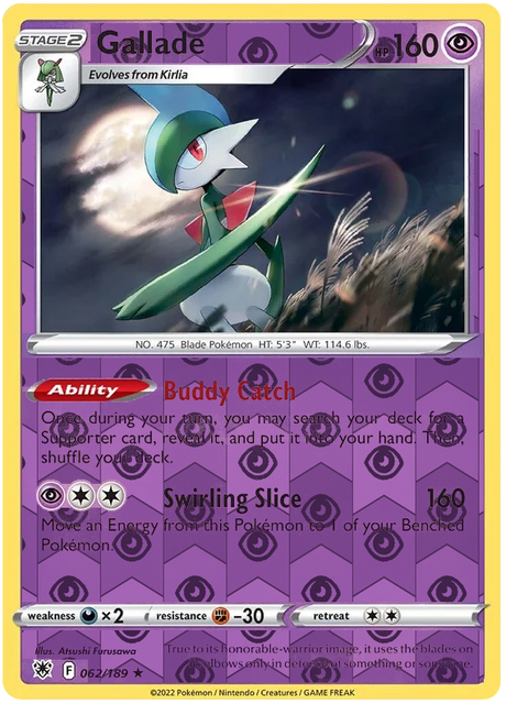 Gallade 062, Astral Radiance Singles, Reverse Holo, representative matte composite