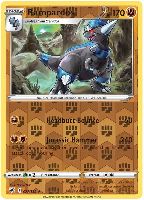 Rampardos 077, Astral Radiance Singles, Reverse Holo, representative matte composite
