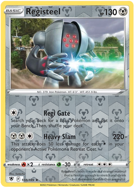 Registeel 108, Astral Radiance Singles, Reverse Holo, representative matte composite
