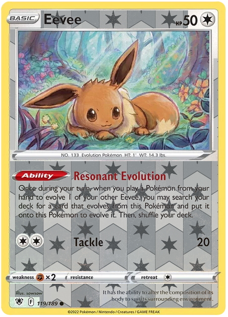Eevee 119, Astral Radiance Singles, Reverse Holo, representative matte composite