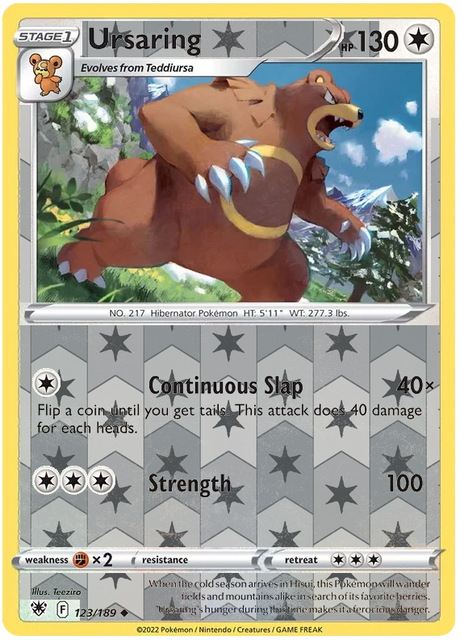 Ursaring 123, Astral Radiance Singles, Reverse Holo, representative matte composite