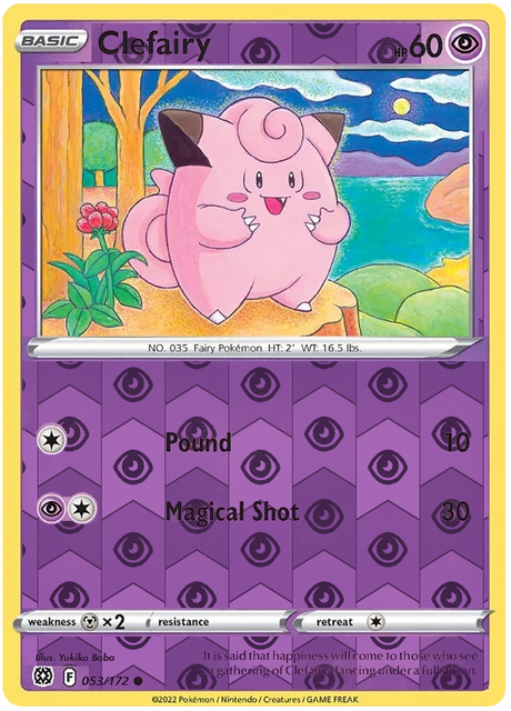 Clefairy 053, Brilliant Stars Singles, Reverse Holo, representative matte composite