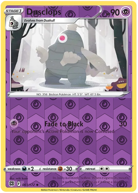 Dusclops 061, Brilliant Stars Singles, Reverse Holo, representative matte composite