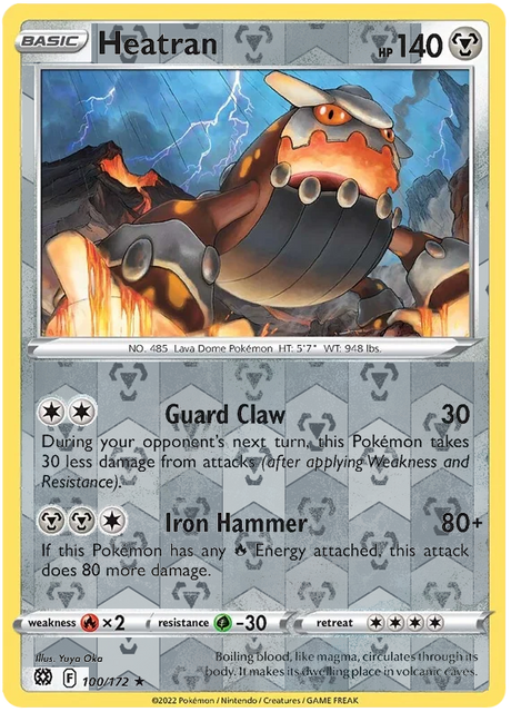 Heatran 100, Brilliant Stars Singles, Reverse Holo, representative matte composite