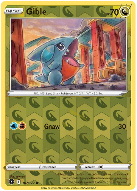 Gible 107, Brilliant Stars Singles, Reverse Holo, representative matte composite