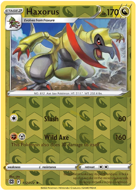 Haxorus 112, Brilliant Stars Singles, Reverse Holo, representative matte composite
