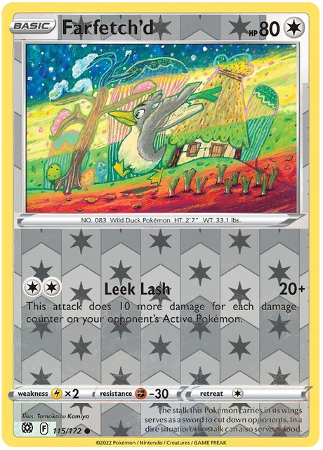 Farfetch'd 115, Brilliant Stars Singles, Reverse Holo, representative matte composite