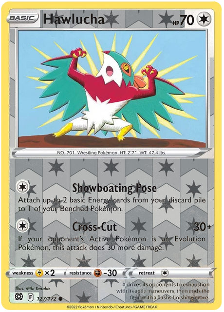 Hawlucha 127, Brilliant Stars Singles, Reverse Holo, representative matte composite