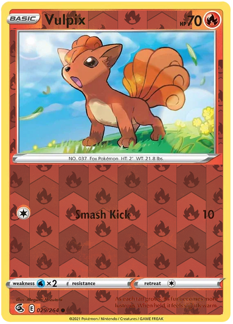 Vulpix 029, Fusion Strike Singles, Reverse Holo, representative matte composite