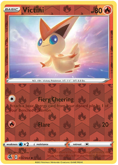 Victini 036, Fusion Strike Singles, Reverse Holo, representative matte composite