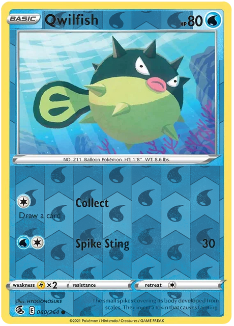 Qwilfish 060, Fusion Strike Singles, Reverse Holo, representative matte composite