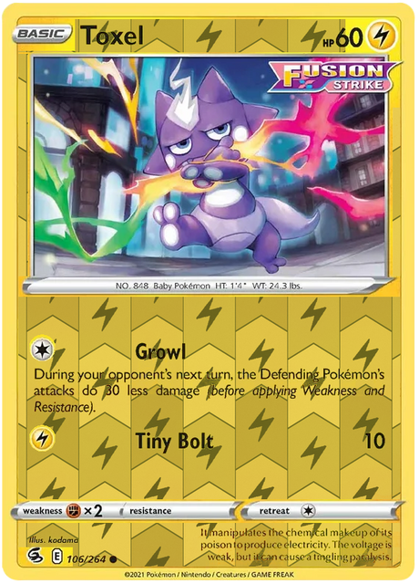 Toxel 106, Fusion Strike Singles, Reverse Holo, representative matte composite