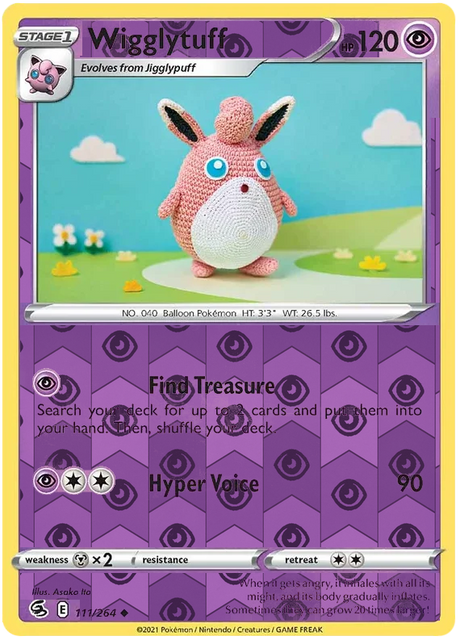 Wigglytuff 111, Fusion Strike Singles, Reverse Holo, representative matte composite