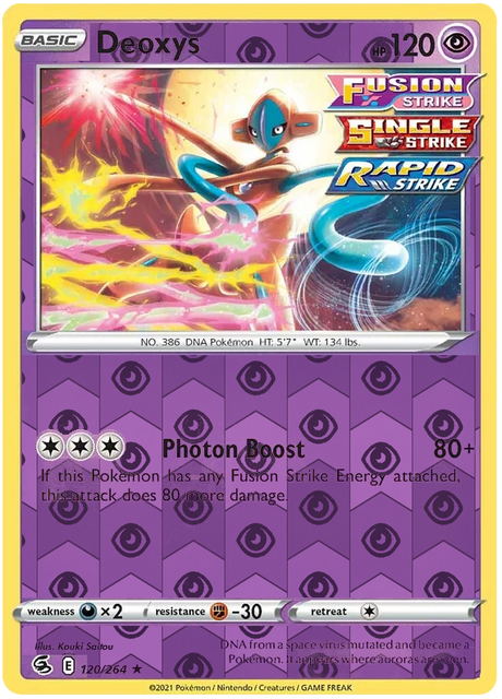 Deoxys 120, Fusion Strike Singles, Reverse Holo, representative matte composite