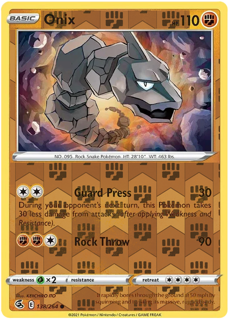 Onix 138, Fusion Strike Singles, Reverse Holo, representative matte composite