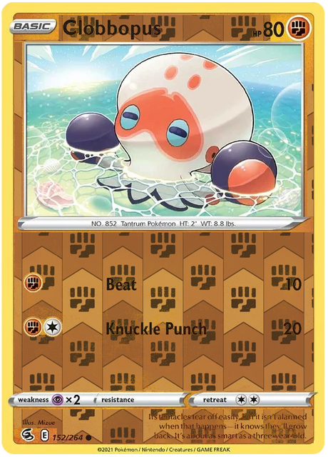 Clobbopus 152, Fusion Strike Singles, Reverse Holo, representative matte composite