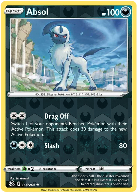 Absol 164, Fusion Strike Singles, Reverse Holo, representative matte composite