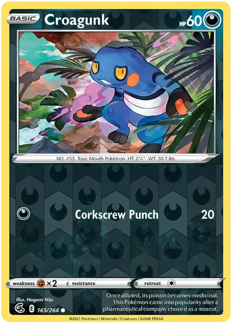 Croagunk 165, Fusion Strike Singles, Reverse Holo, representative matte composite