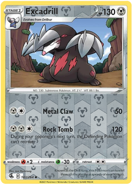 Excadrill 183, Fusion Strike Singles, Reverse Holo, representative matte composite