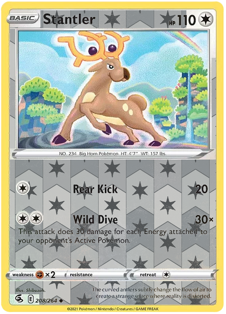 Stantler 208, Fusion Strike Singles, Reverse Holo, representative matte composite