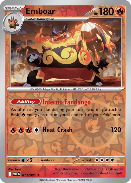Emboar 013/086 White Flare Reverse Holo